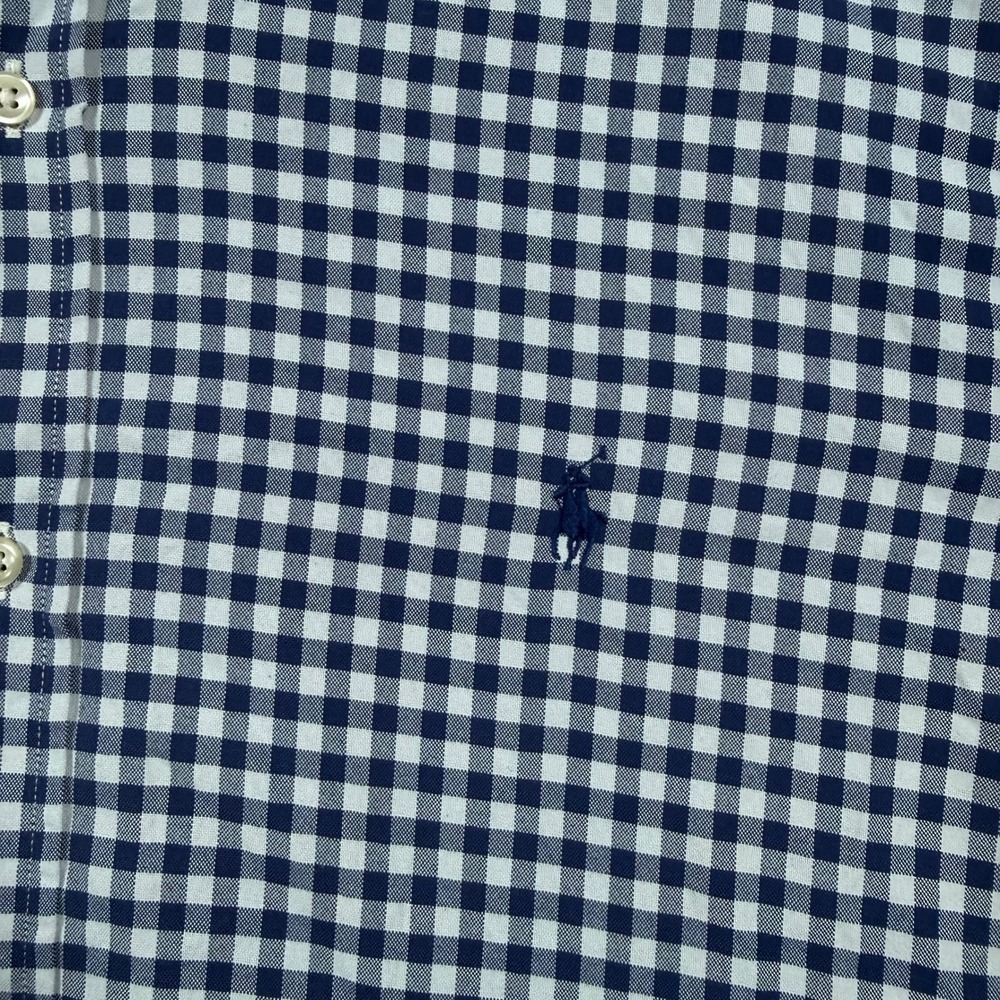 Polo Ralph Lauren Performance Gingham Dress Shirt XXL 2XL Navy Button Down Pony - Picture 4 of 11